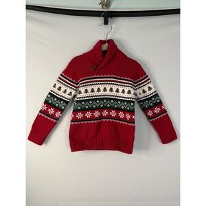 The Childrens Place Holiday Fair Isle Sweater Toddler 3T Red Christmas Excellent
